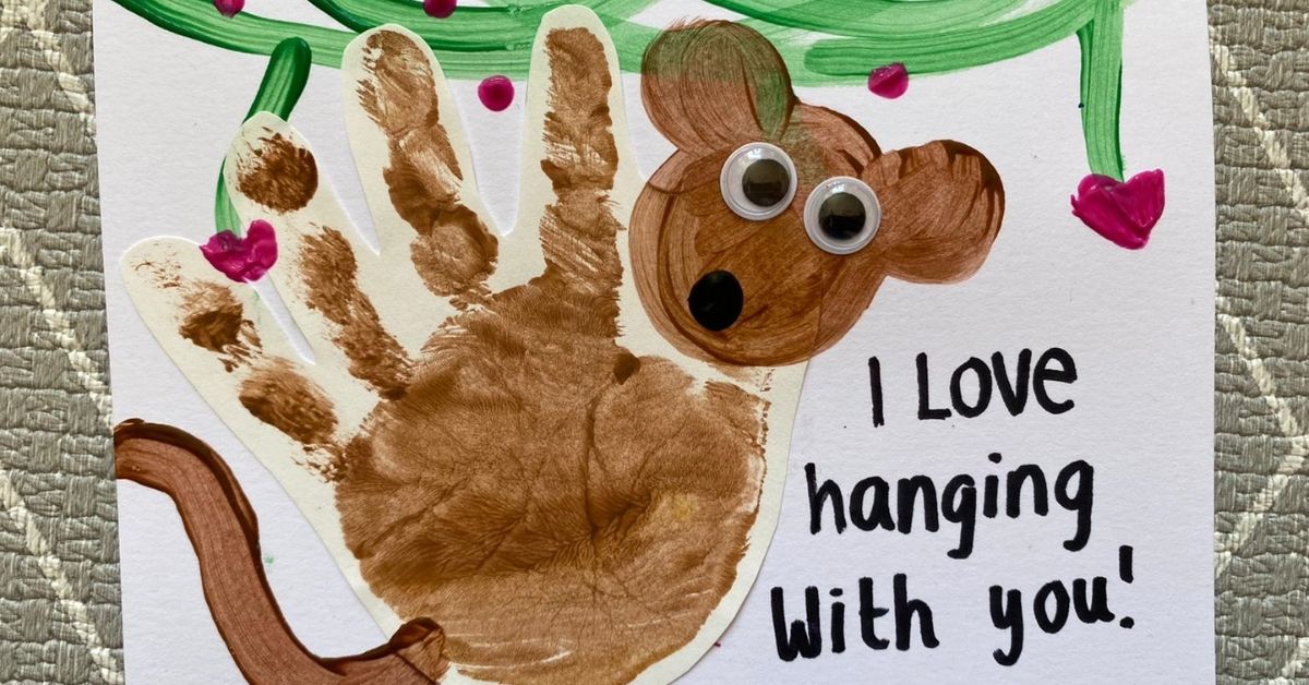 monkey hand print card