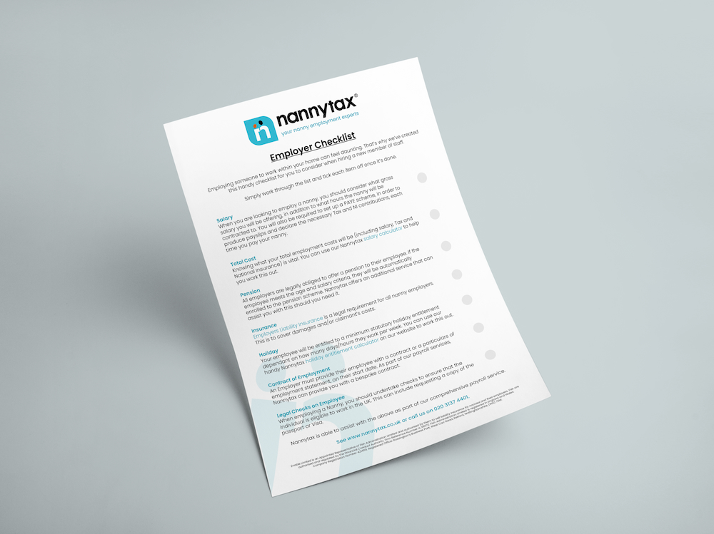 Nannytax Employers Checklist | New to Employing a Nanny | PAYE for Nannies | Nannytax Nannytax Employers Checklist | New to Employing a Nanny | PAYE for Nannies | Nannytax